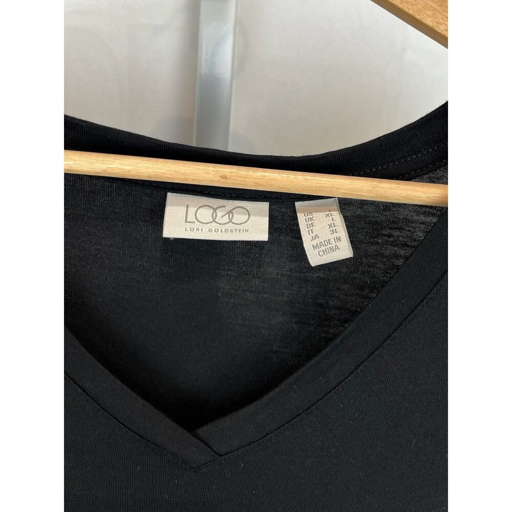 PRICE DROP  LOGO Lori Goldstein Maxi Dress Short Sleeve V Neck Black Multi - Picture 6 of 8